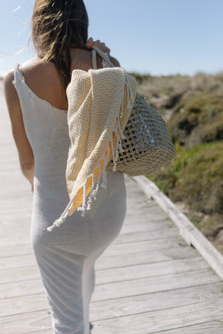 TURKISH BEACH TOWEL Lemon